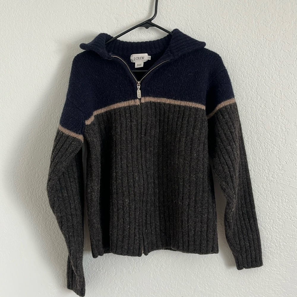 J Crew 100% wool sweater zip up Large